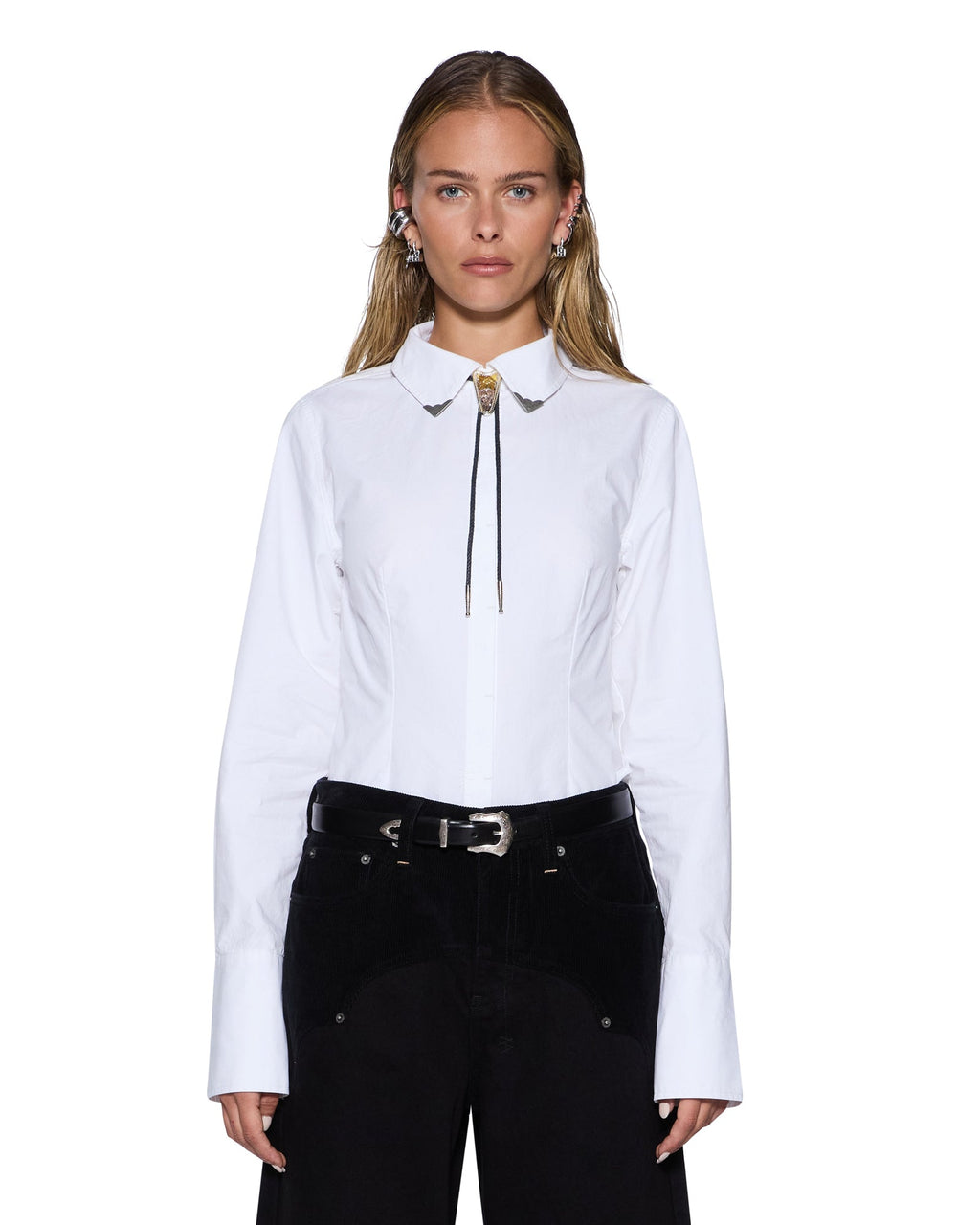 WOMENS DARE OPEN BACK LS SHIRT WHITE SHIRTS