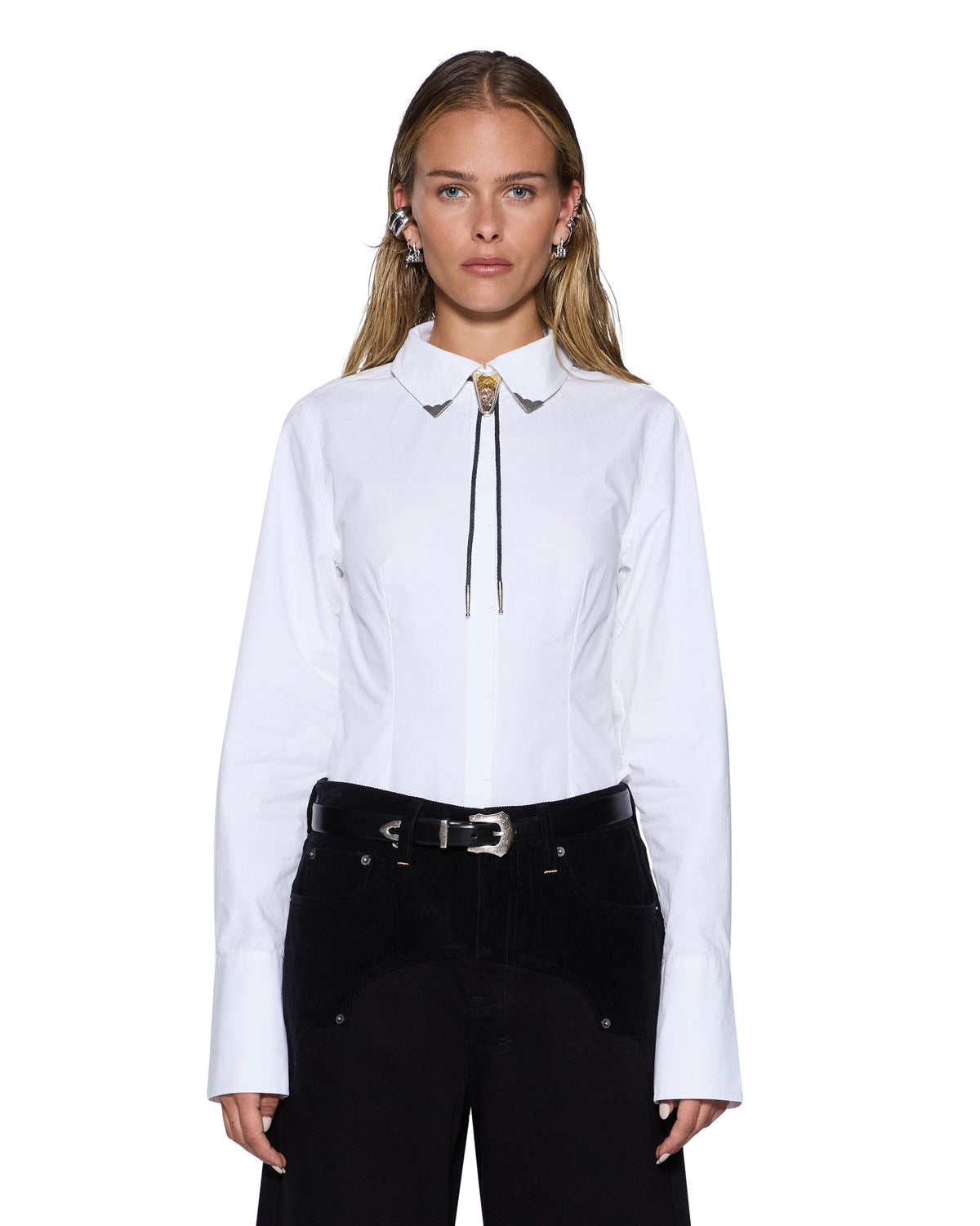 DARE OPEN BACK LS SHIRT WHITE