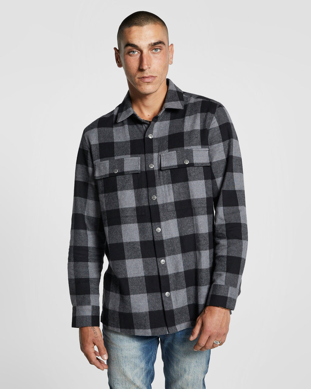 Mens Generator Ls Shirt Grey Regular Shirts - Grey