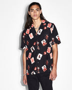 Mens Icons Resort Ss Shirt Black Regular Shirts - Black
