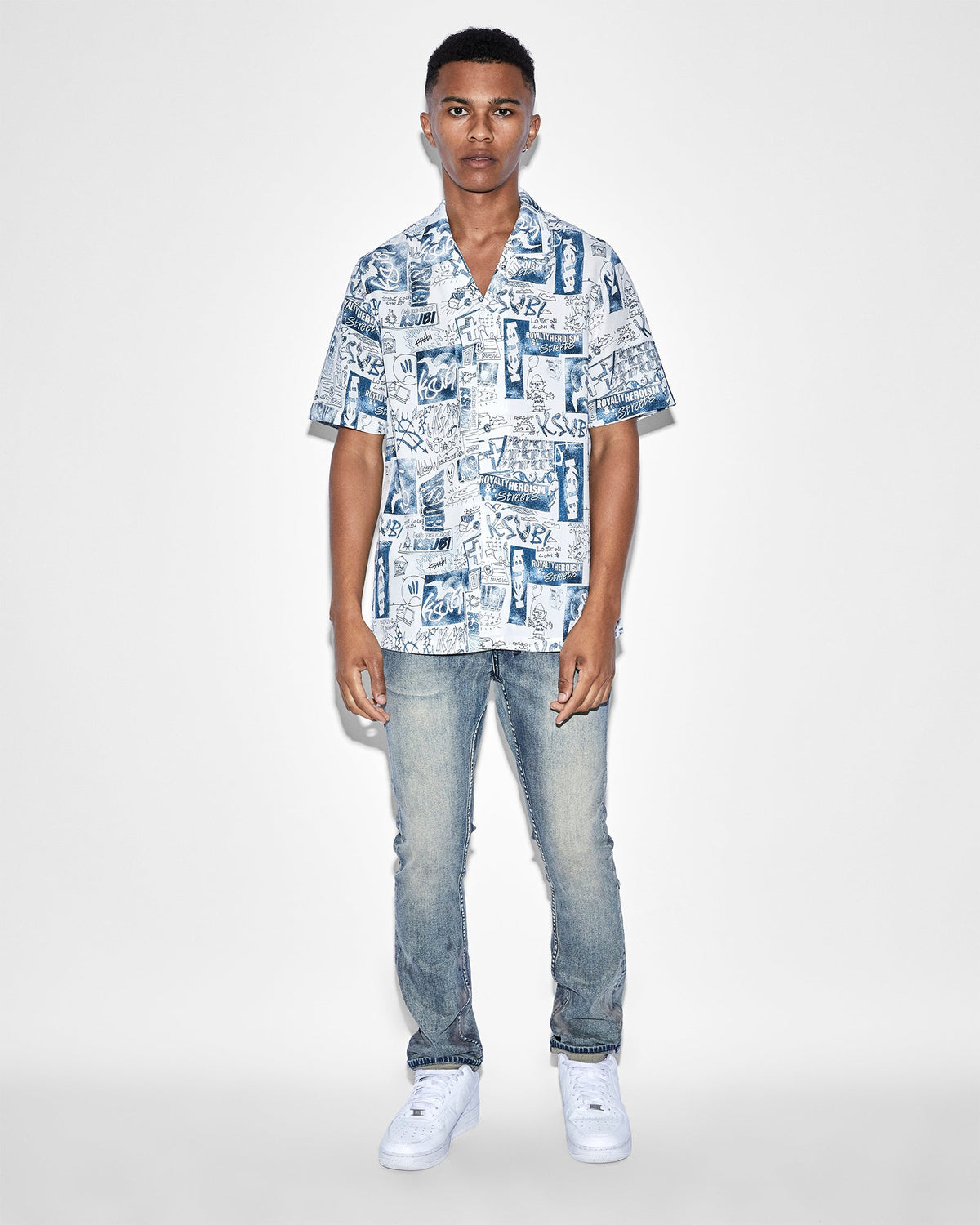 Mens Mash Up Resort Shirt White Regular Shirts - White