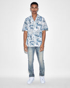 Mens Mash Up Resort Shirt White Regular Shirts - White