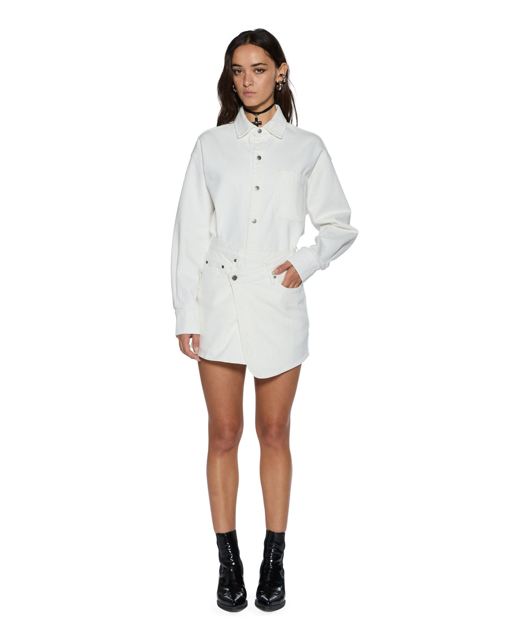 WOMENS RAP SKIRT CURVE ECRU SKIRTS