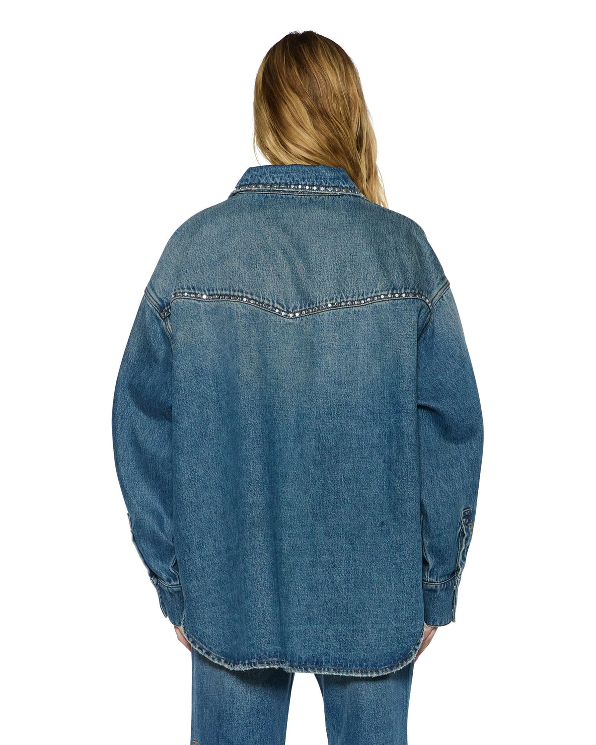 OVERSIZED LS SHIRT TEXAS BLUE STUDDED