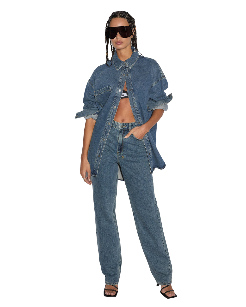 Womens Playback Subway Straight Denim Jeans - Denim