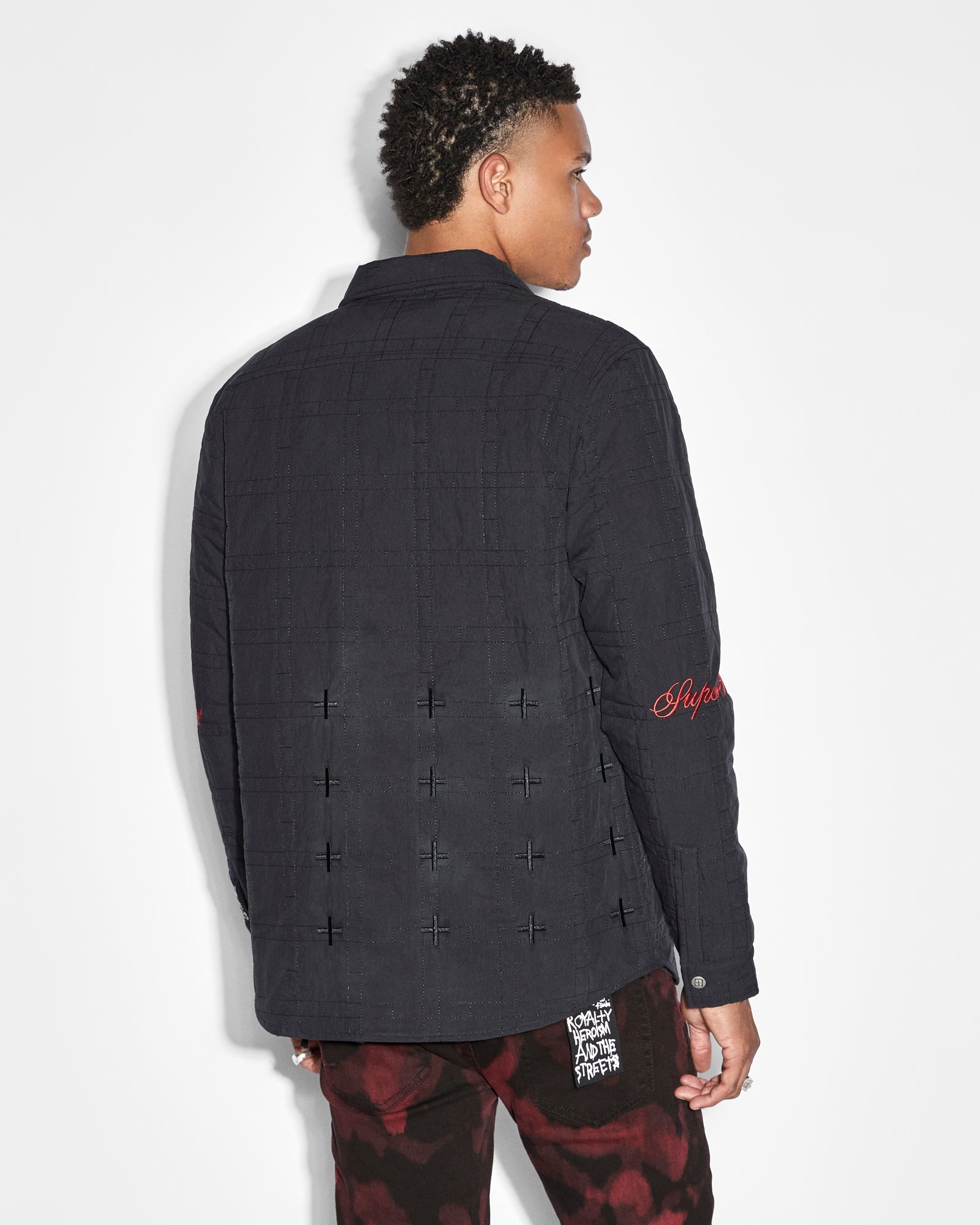 PIXEL QUILTED LS SHIRT BLACK