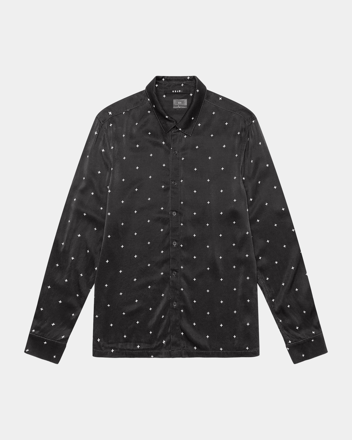 Mens Polka Plus Ls Shirt Black Regular Shirts - Black