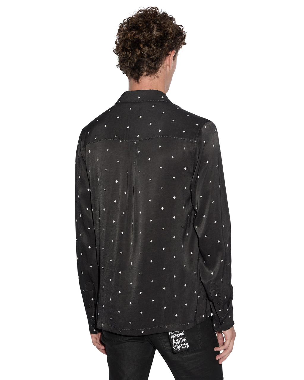 Mens Polka Plus Ls Shirt Black Regular Shirts - Black