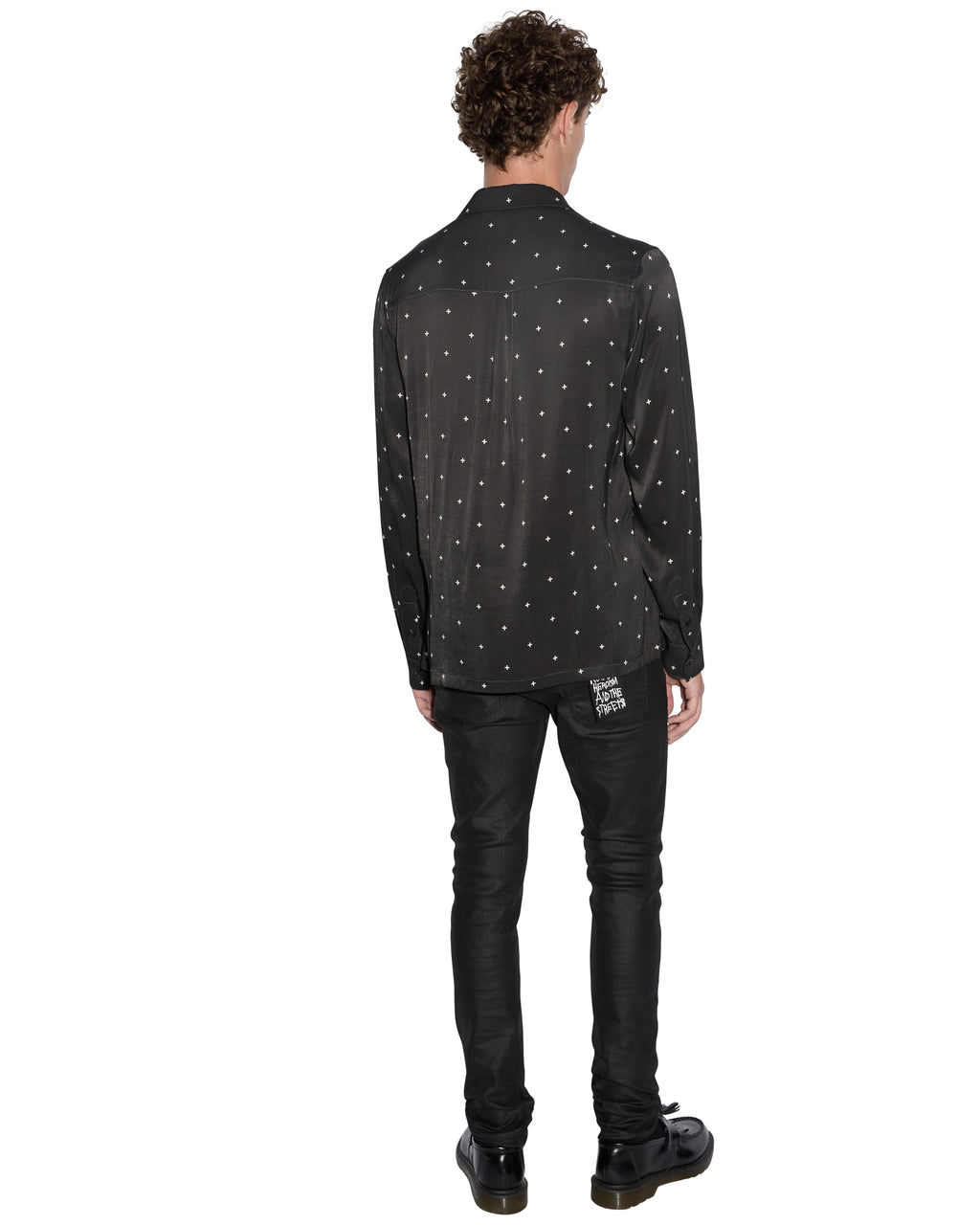 Mens Polka Plus Ls Shirt Black Regular Shirts - Black