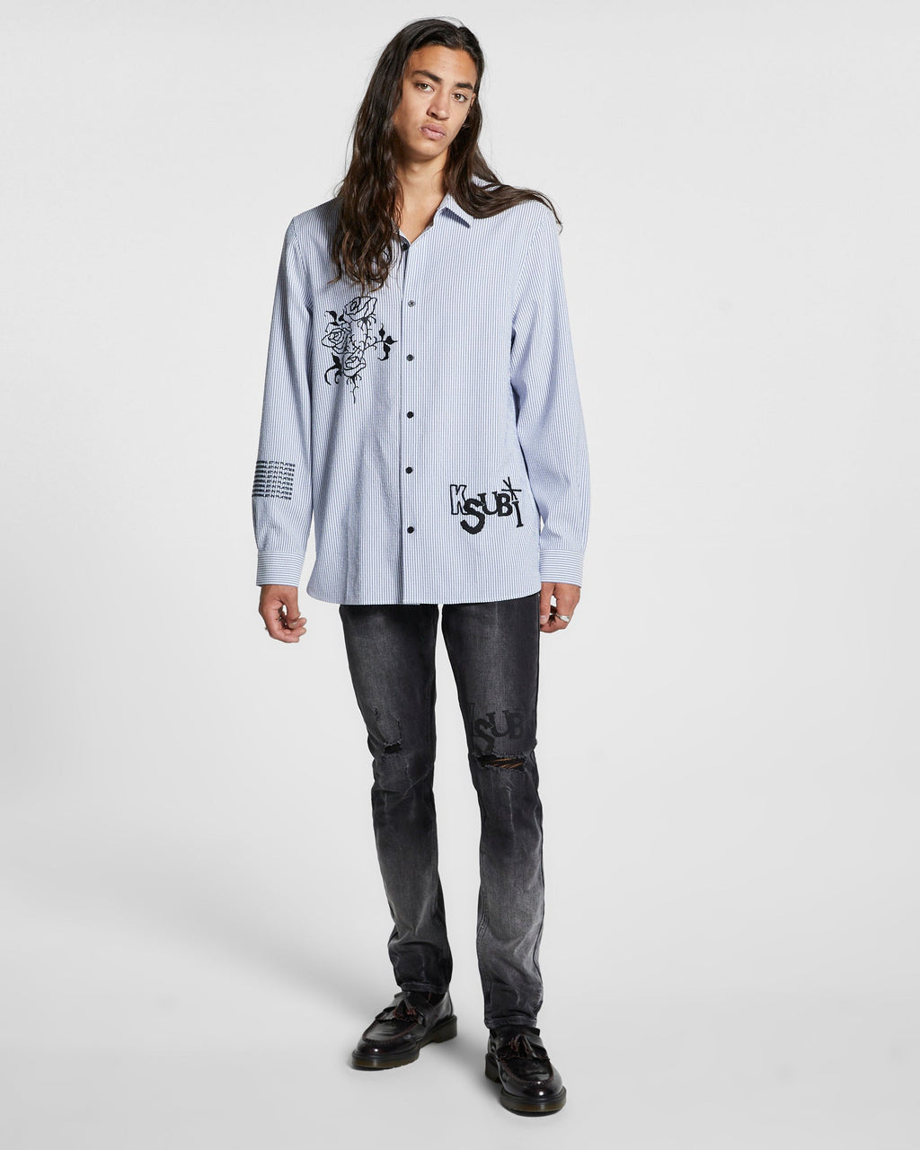 MENS ROSE VOLTAGE LS SHIRT BLUE STR SHIRTS
