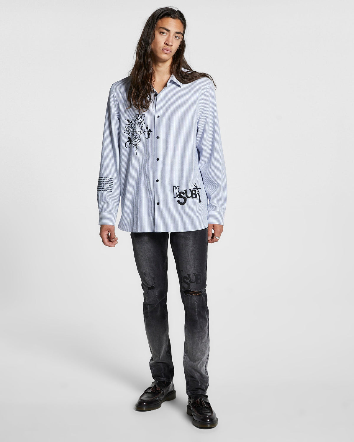 MENS ROSE VOLTAGE LS SHIRT BLUE STR SHIRTS