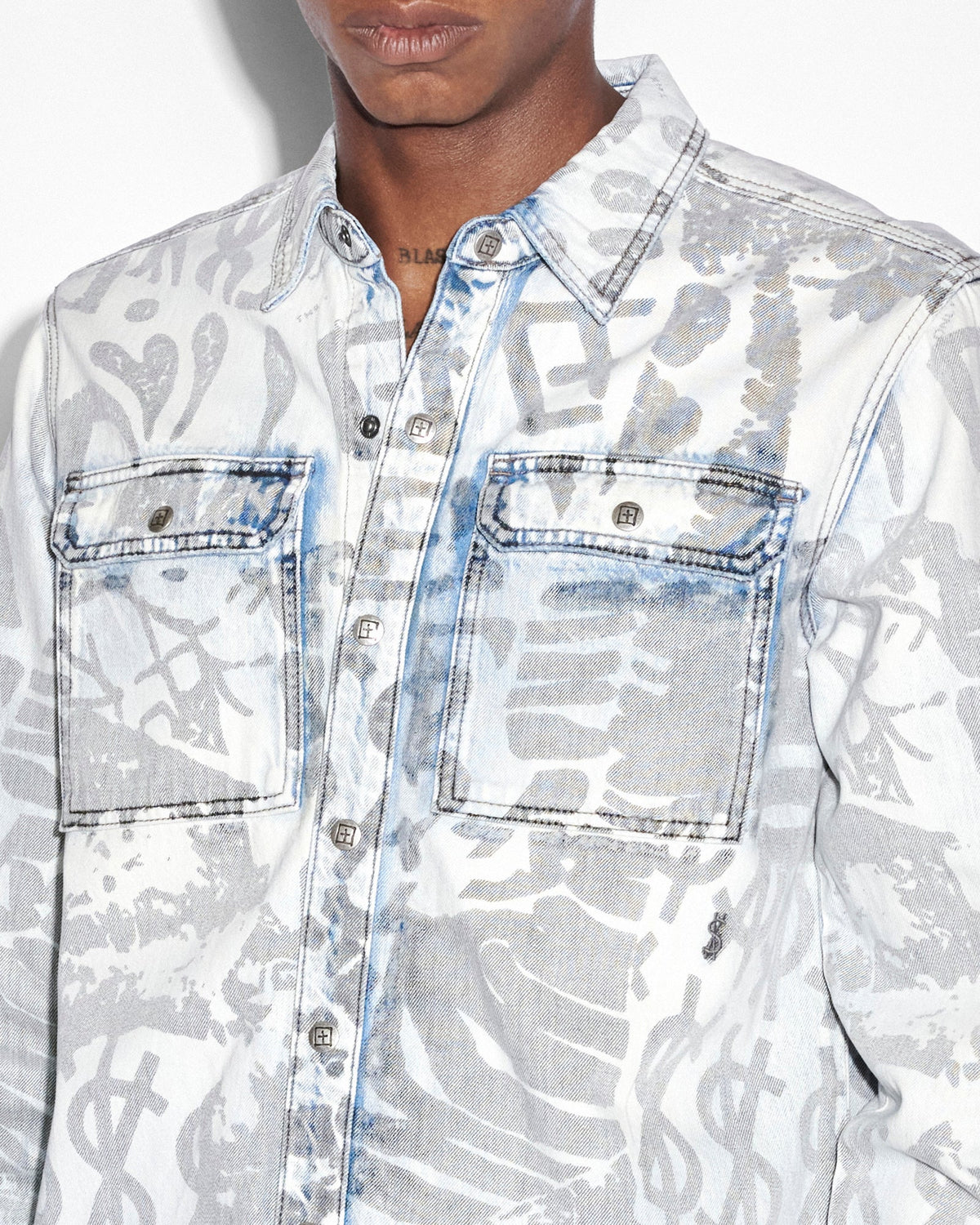 Mens Scorpio Ls Shirt Kollage Icey Regular Shirts - Denim