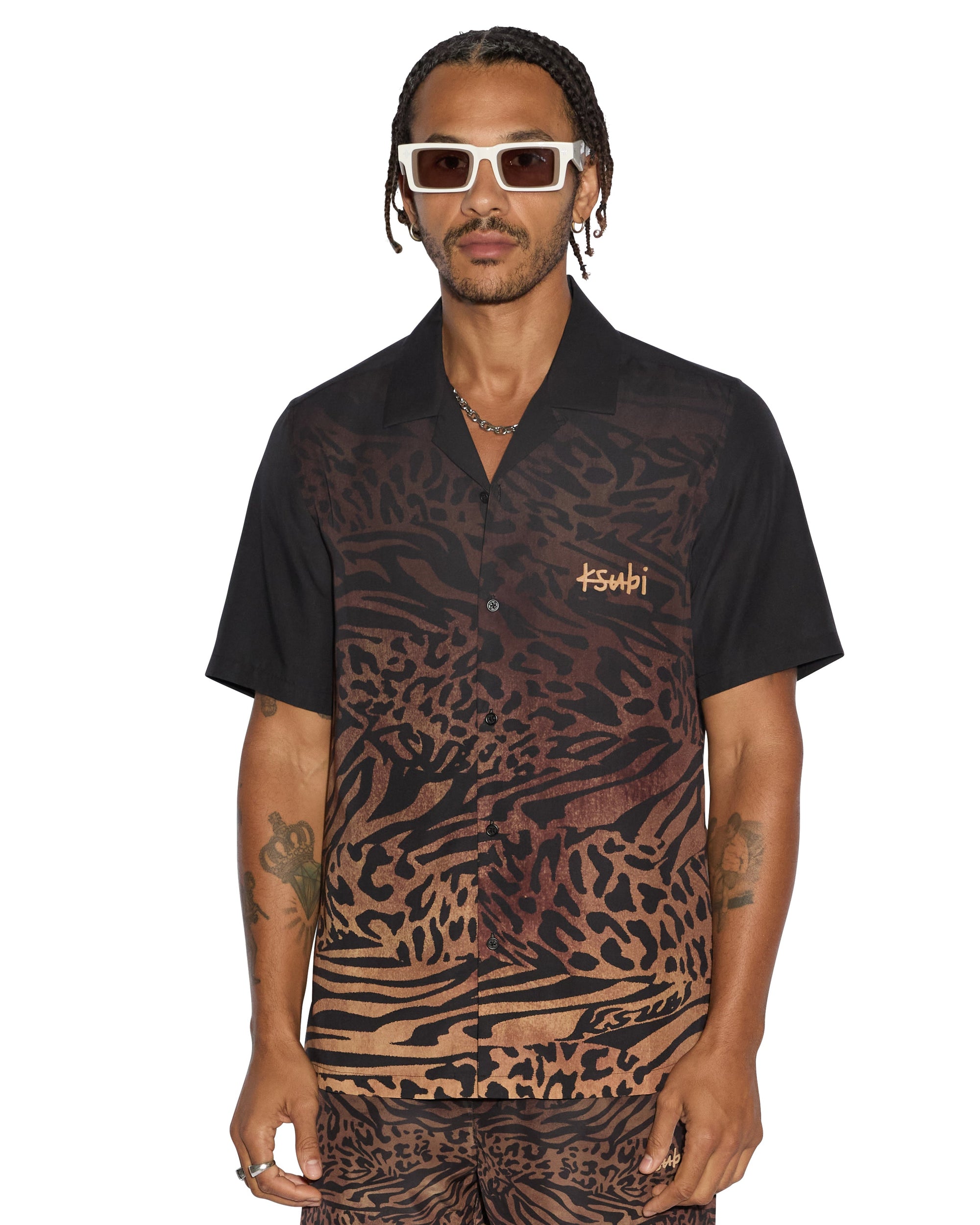 MENS  SINNERS RESORT SS SHIRT LEOPARD REGULAR SHIRTS
