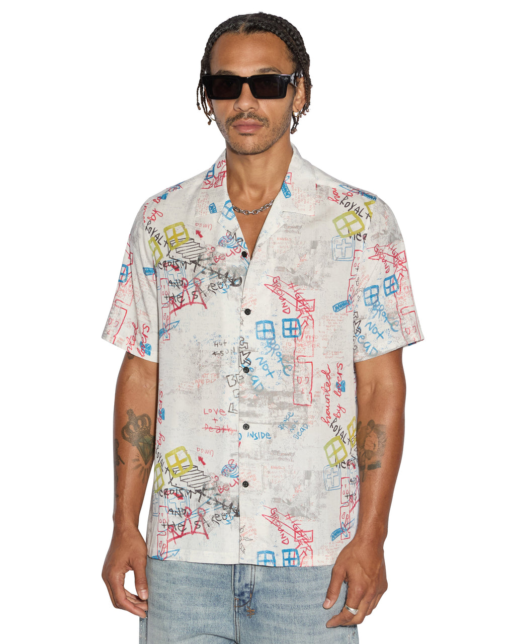 MENS SKRAWLER RESORT SS SHIRT WHITE SHIRTS