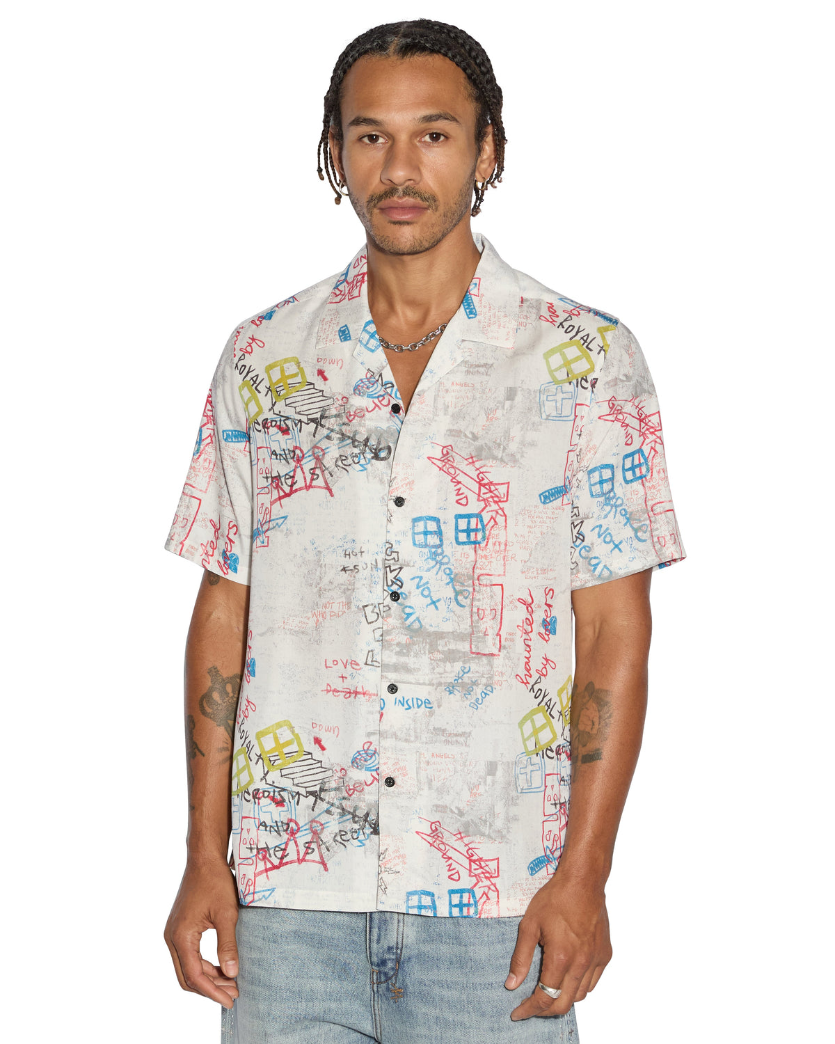 MENS SKRAWLER RESORT SS SHIRT WHITE SHIRTS