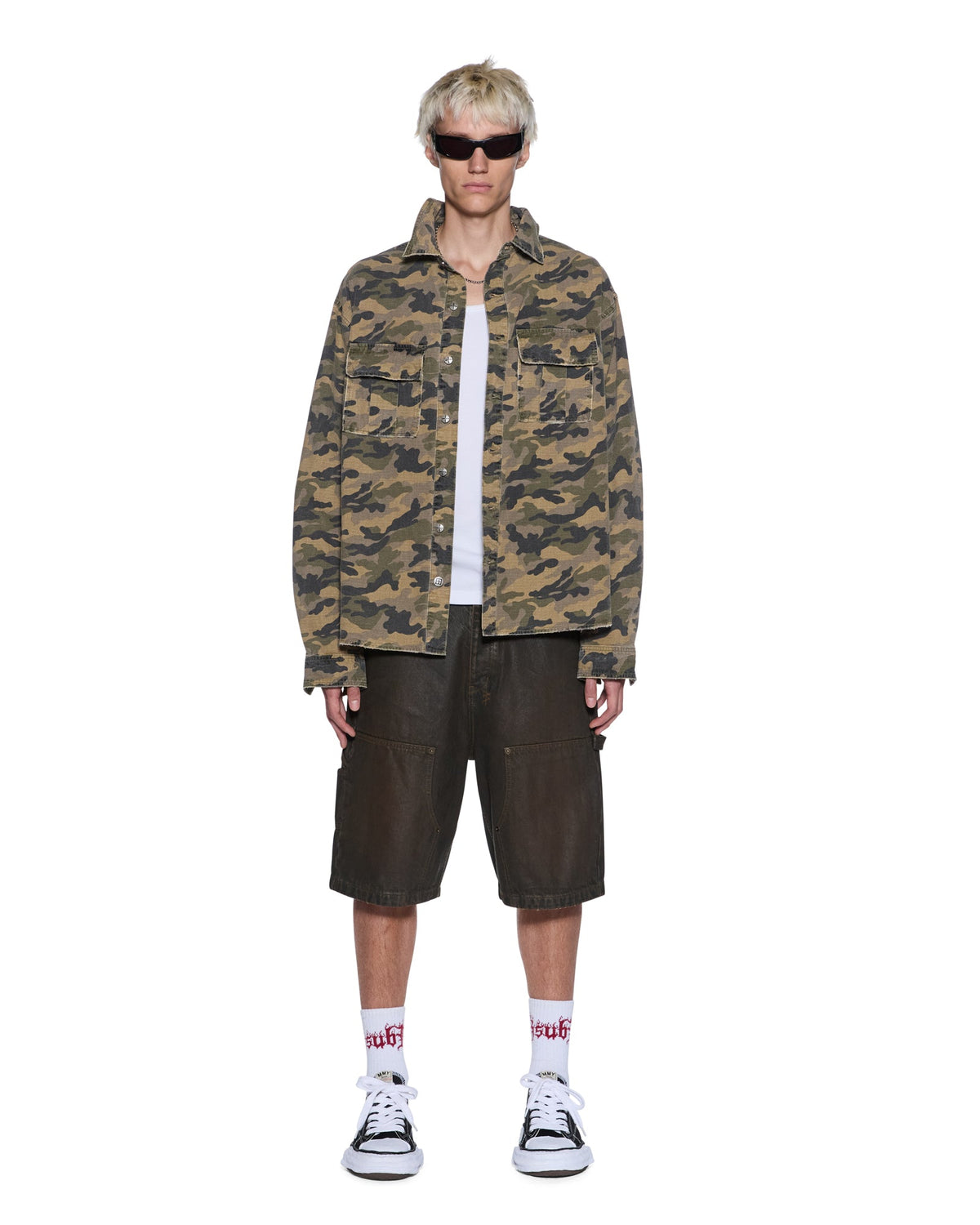 Mens Vulture Ls Shirt Camo Skinny Shirts - Green