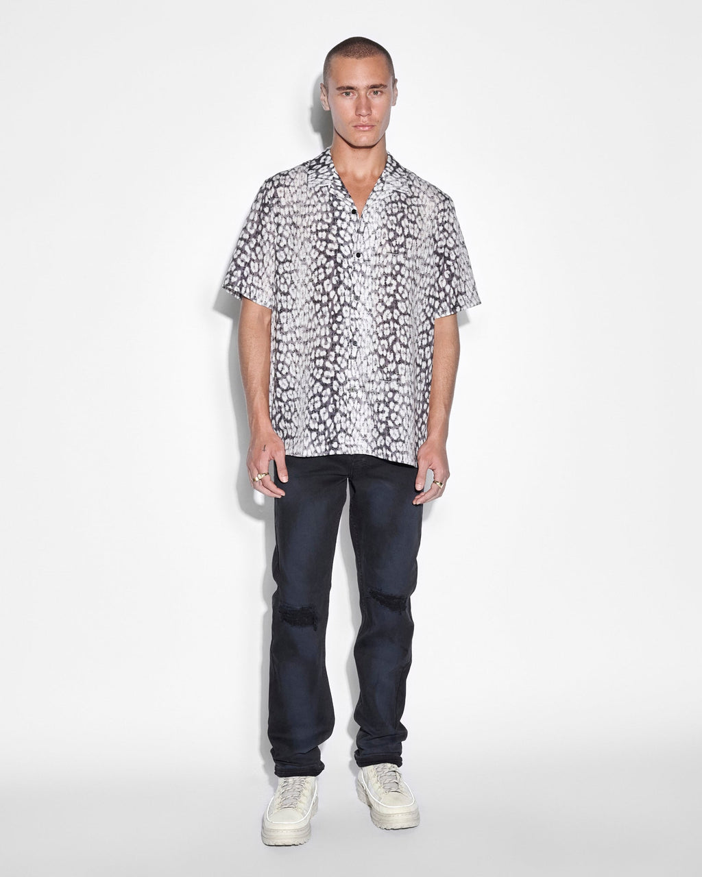 MENS WHITENOISE LEOPARD RESORT SS SHIRT MULTI SHIRTS