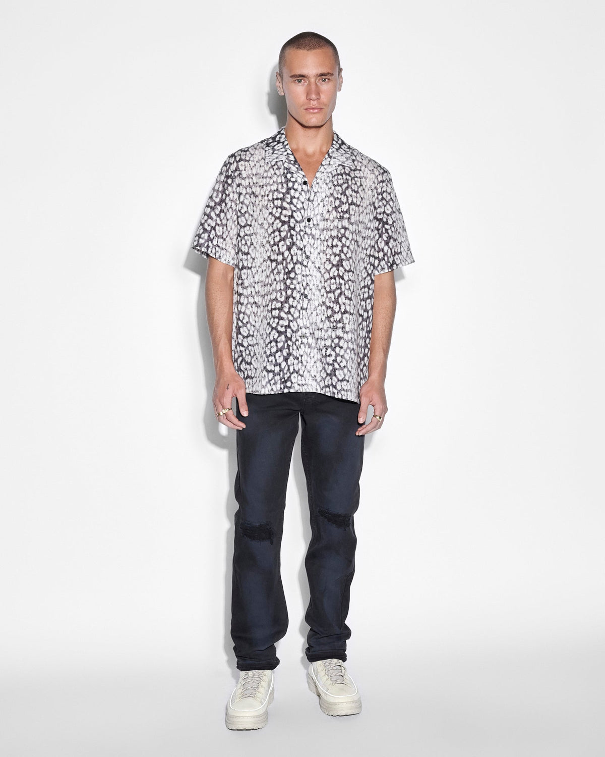 MENS WHITENOISE LEOPARD RESORT SS SHIRT MULTI SHIRTS