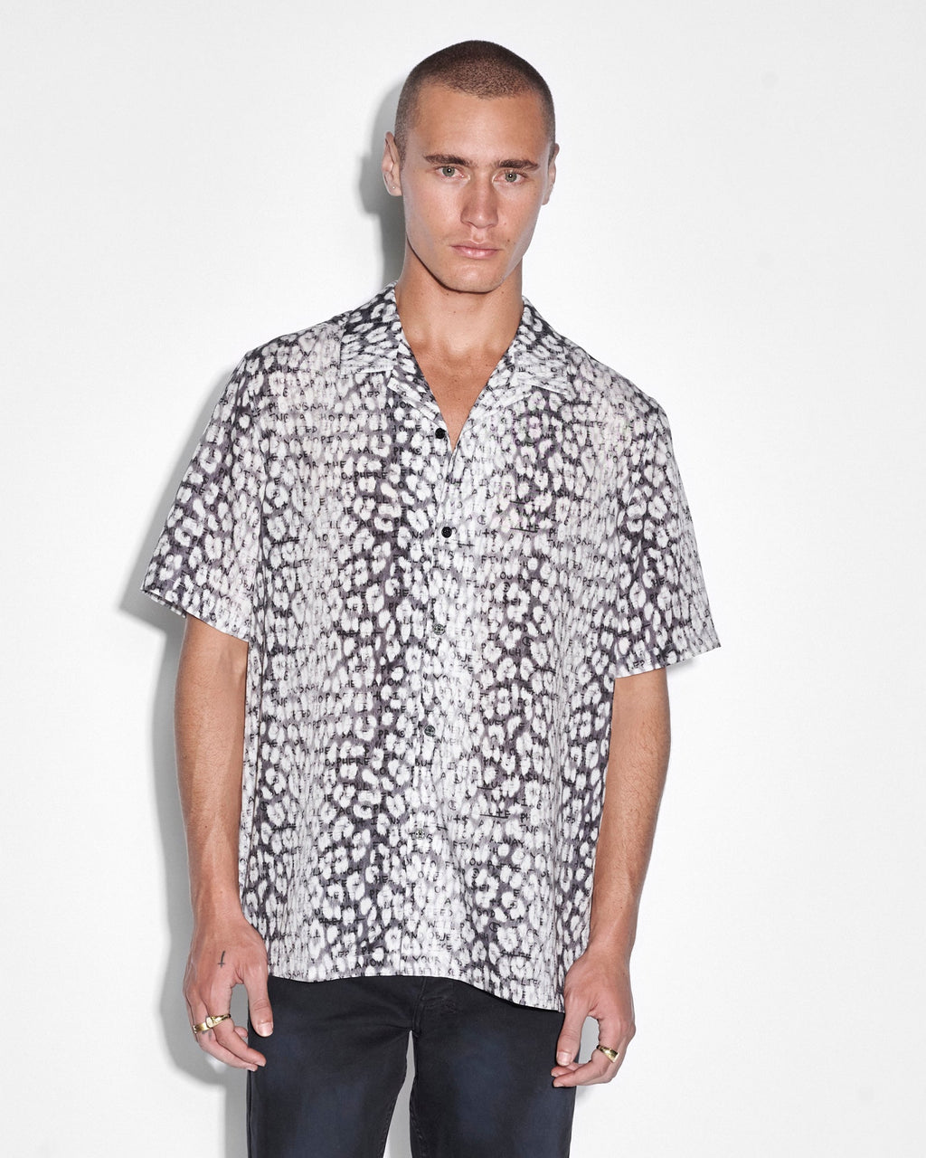 MENS WHITENOISE LEOPARD RESORT SS SHIRT MULTI SHIRTS