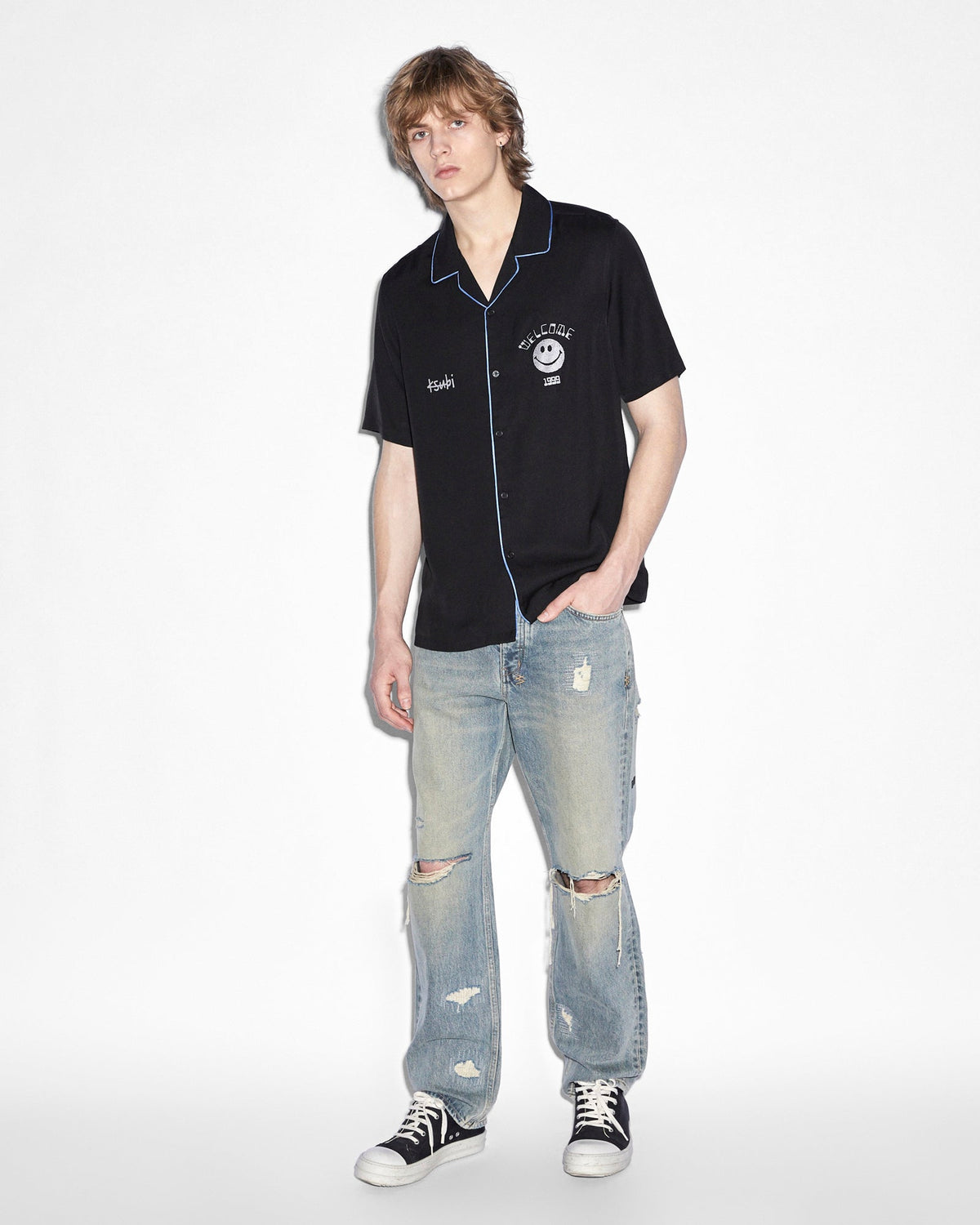 MENS ZINE RESORT SS SHIRT BLACK SHIRTS