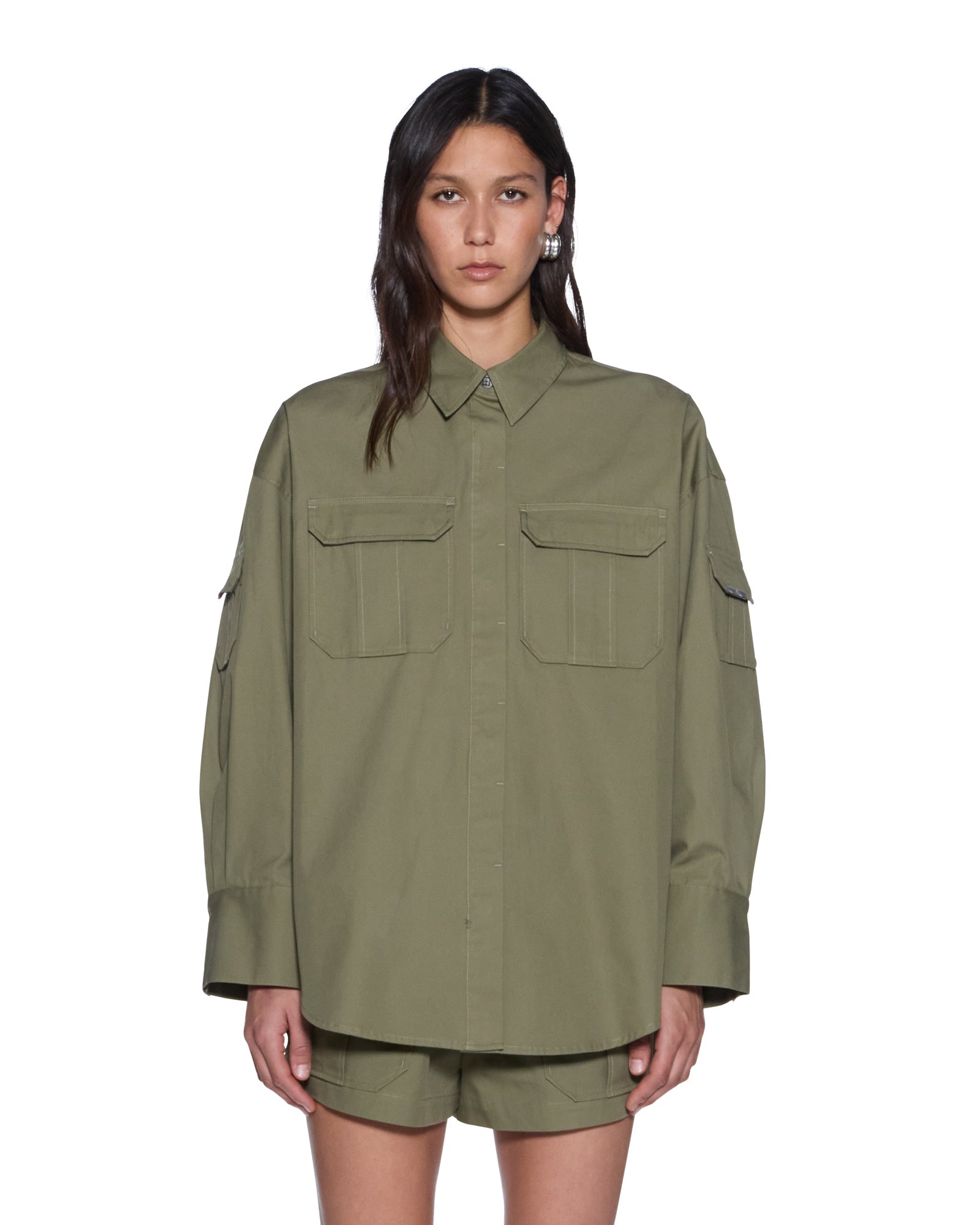 WOMENS  ASTRA LS CARGO SHIRT KHAKI OVERSIZED SHIRTS