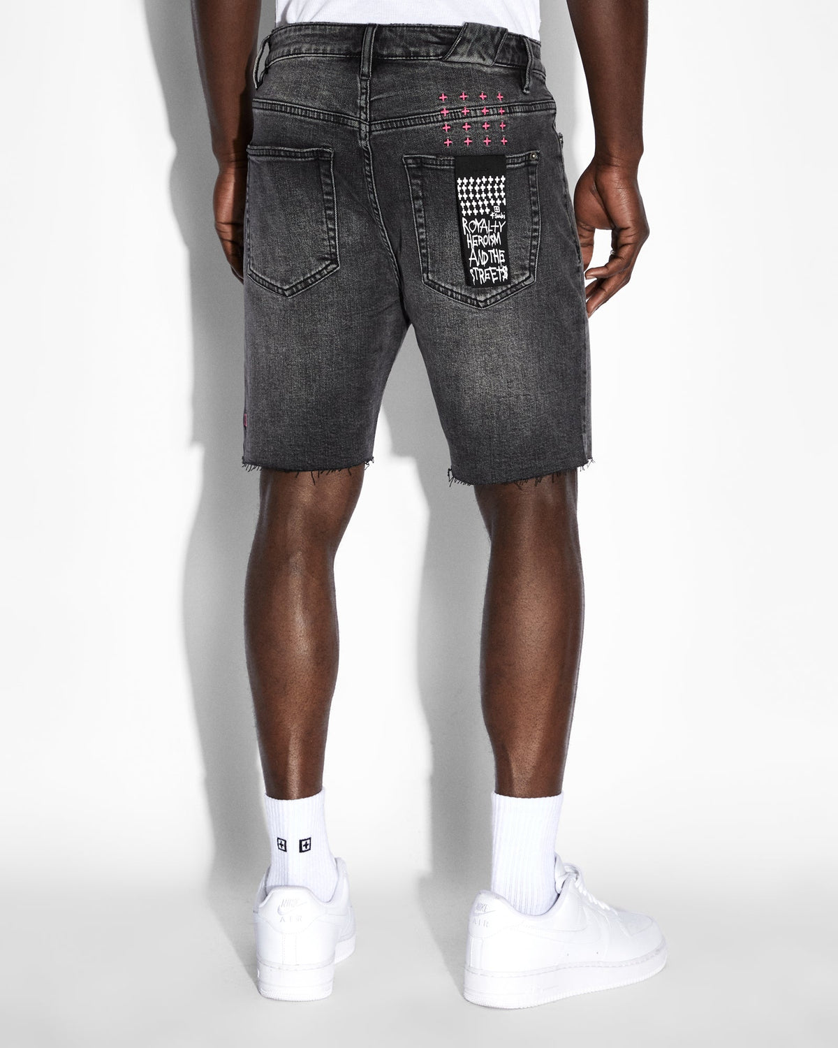Mens Chopper Short Spray Out Pink Slim Walkshorts - Black