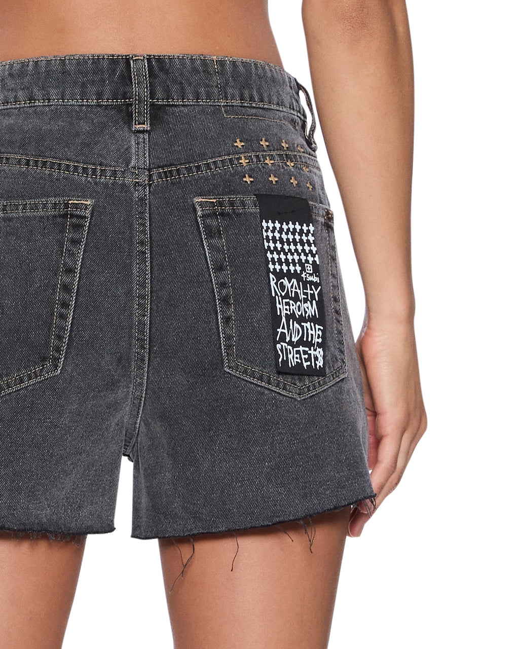 Womens Rise N Hi Shorts Cinder Sliced Fitted Walkshorts - Black