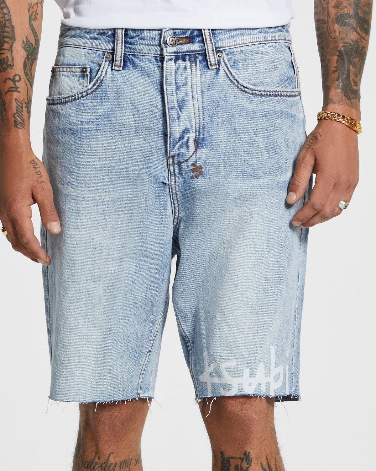 Mens Wolf Short 1999 City High Relaxed Tapered Walkshorts - Denim