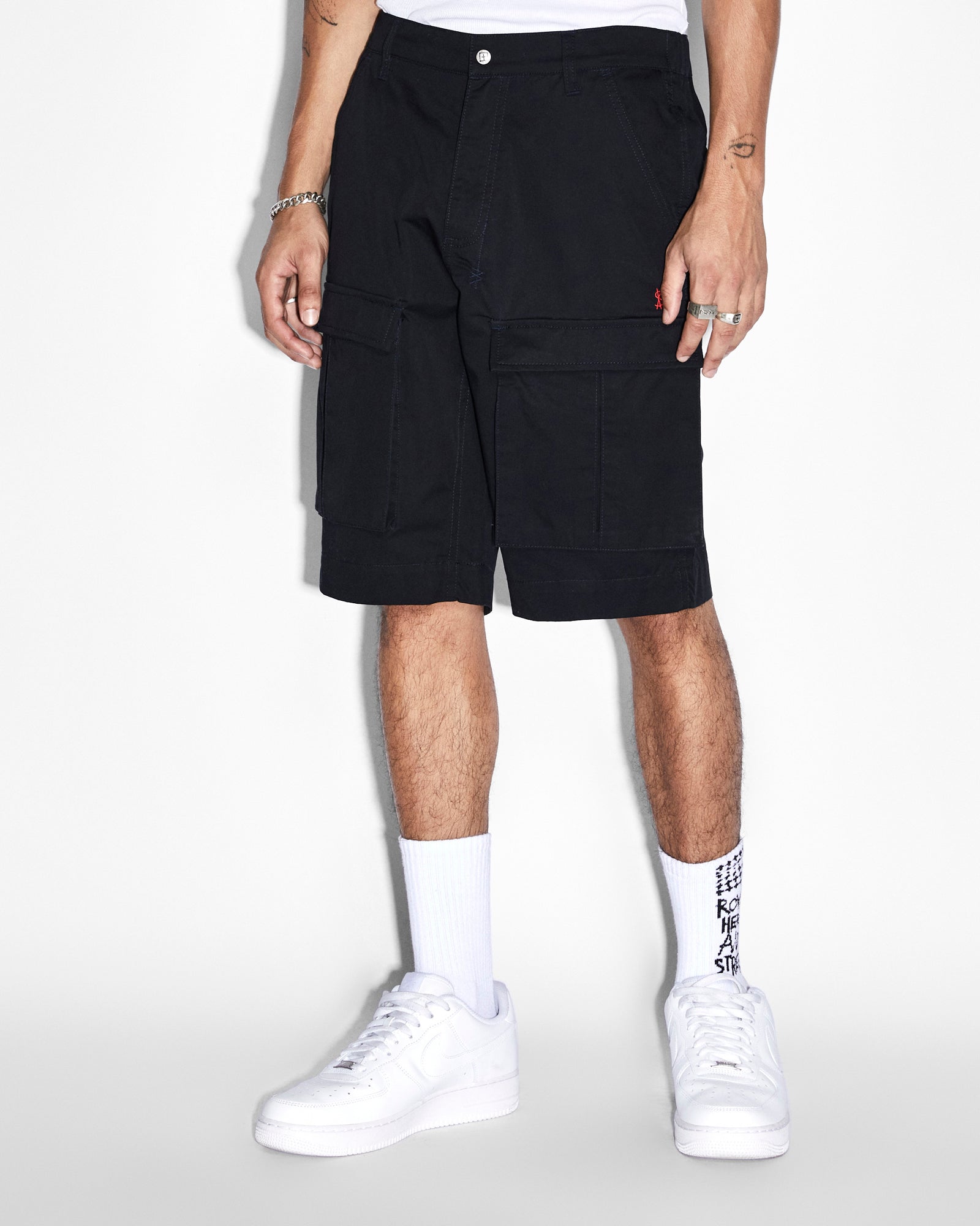 MENS FUGITIVE CARGO SHORT TRU BLACK STRAIGHT WALKSHORTS