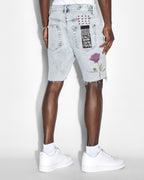 Mens Chopper Short Pixel Refresh Slim Walkshorts - Denim