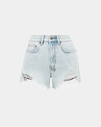 Womens Rise N Hi Skyfall Rampant Ripped Fitted Walkshorts - Denim