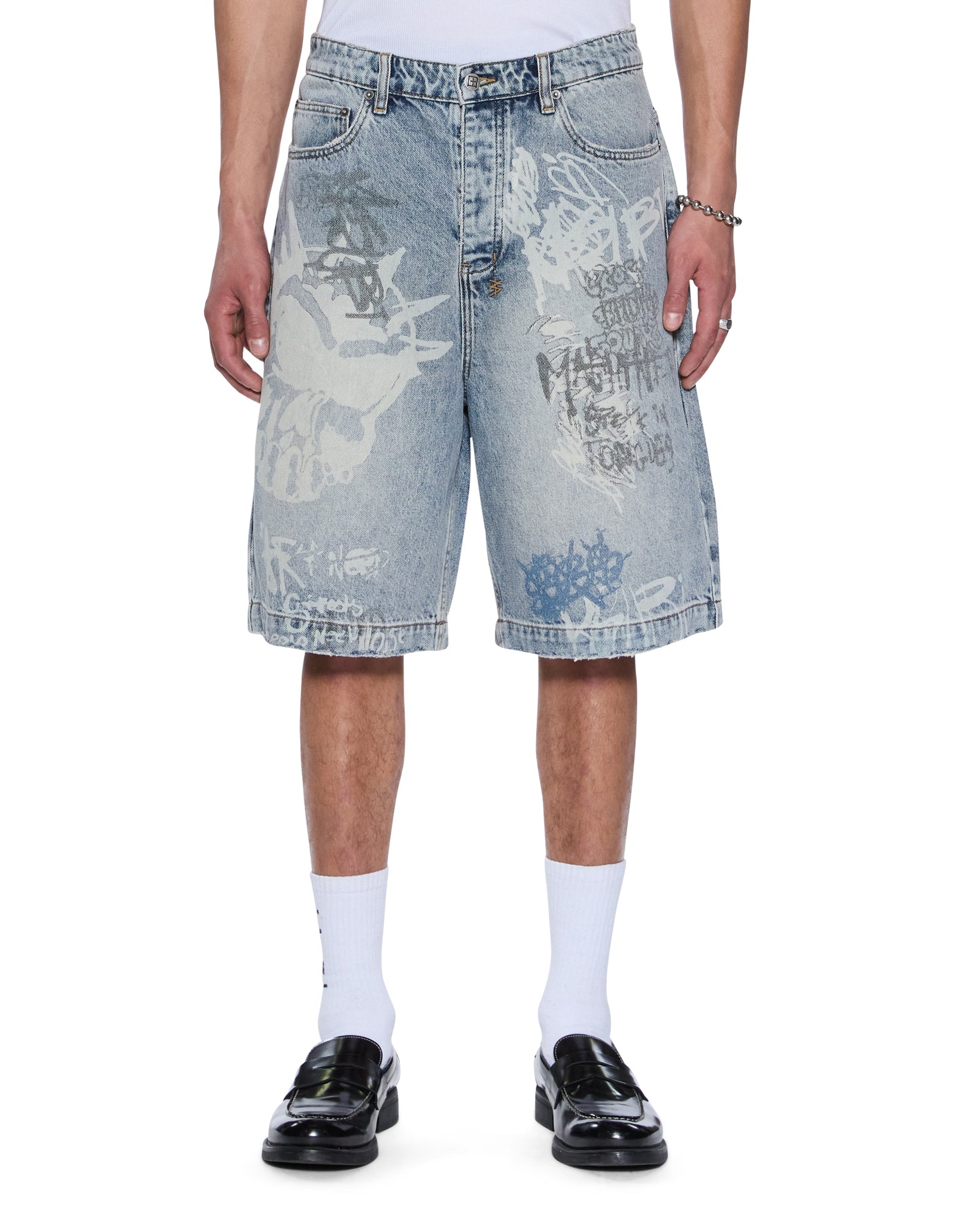 MENS  MAXX SHORT ROGUE BLUE GRAFFITI RELAXED WALKSHORTS