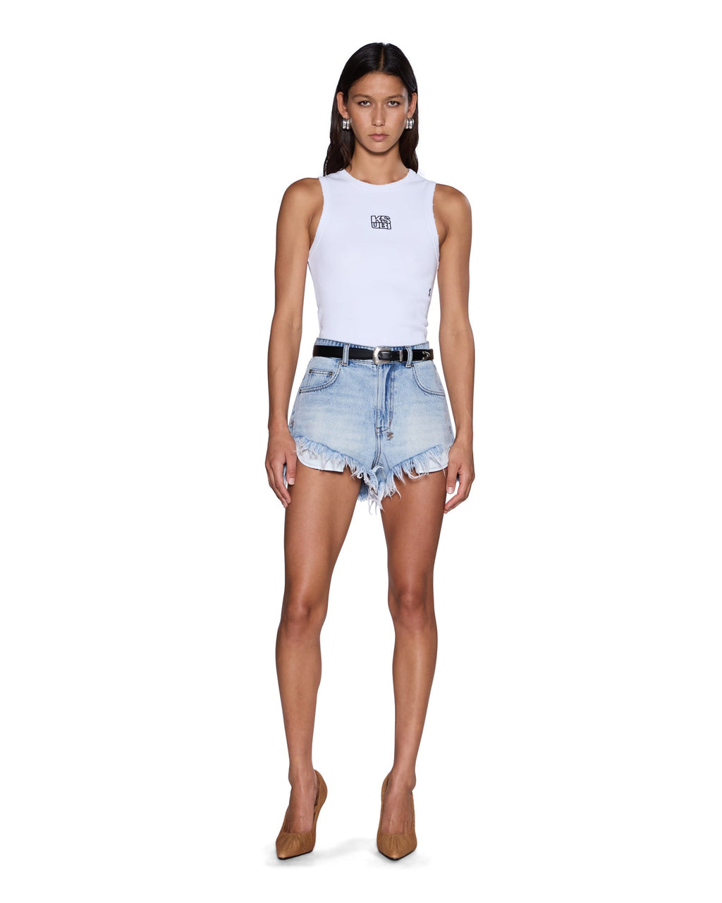 WOMENS STACKED SYNDICATE TANK XTRA WHITE FASHION TOPS