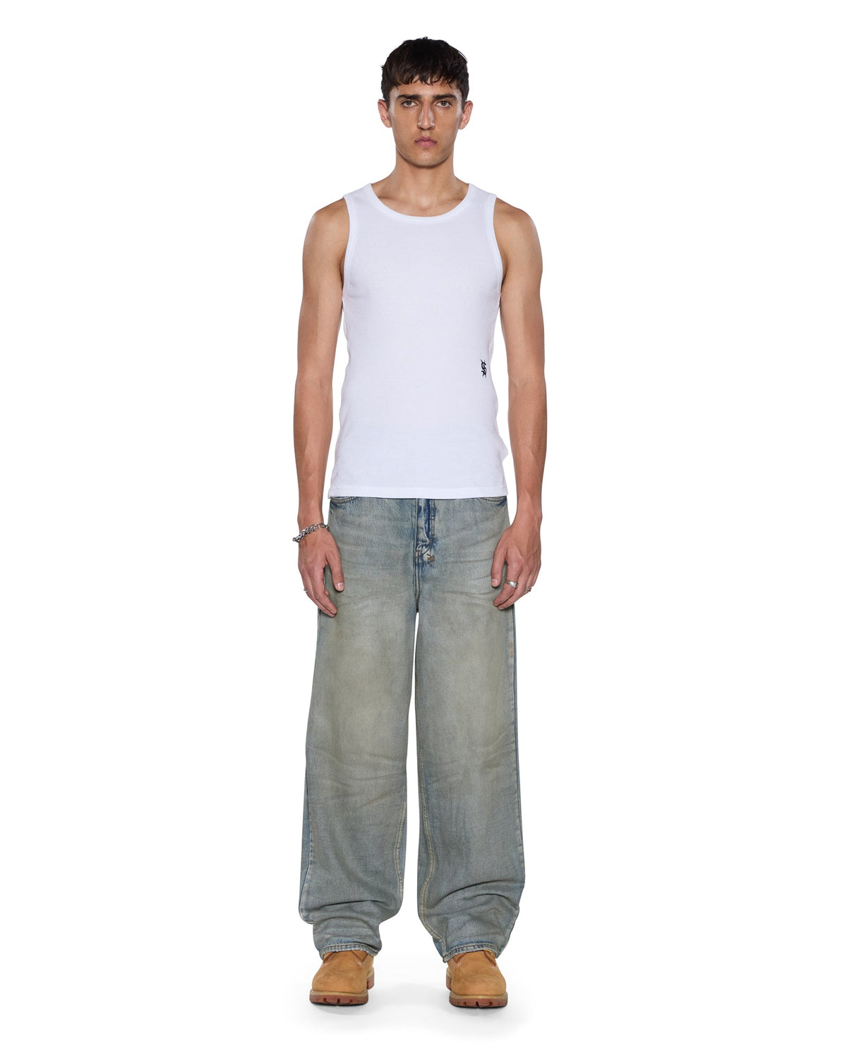MENS DEBUT SINGLET WHITE TEES