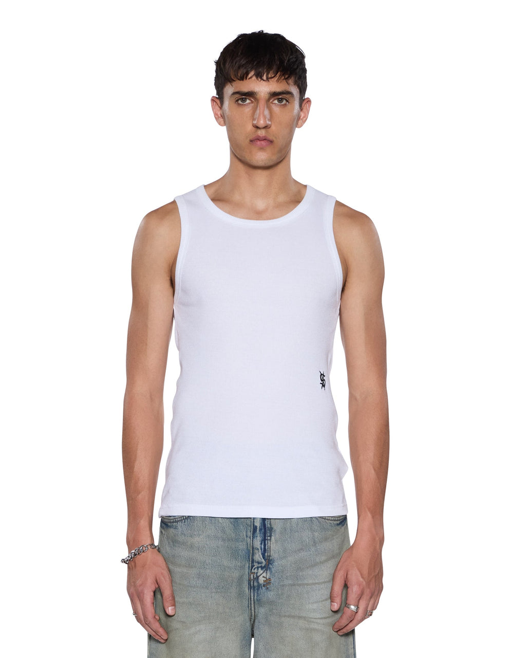MENS DEBUT SINGLET WHITE TEES
