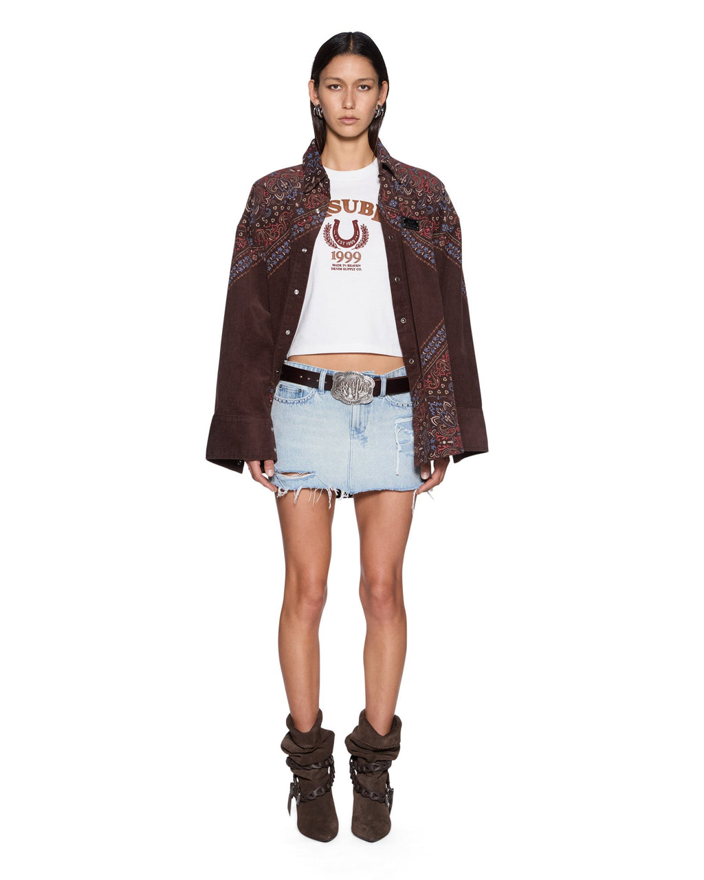 Womens Micro Mini Destiny Trashed Regular Skirts - Denim