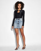 Womens Model Mini Haven Splits Slim Skirts - Denim