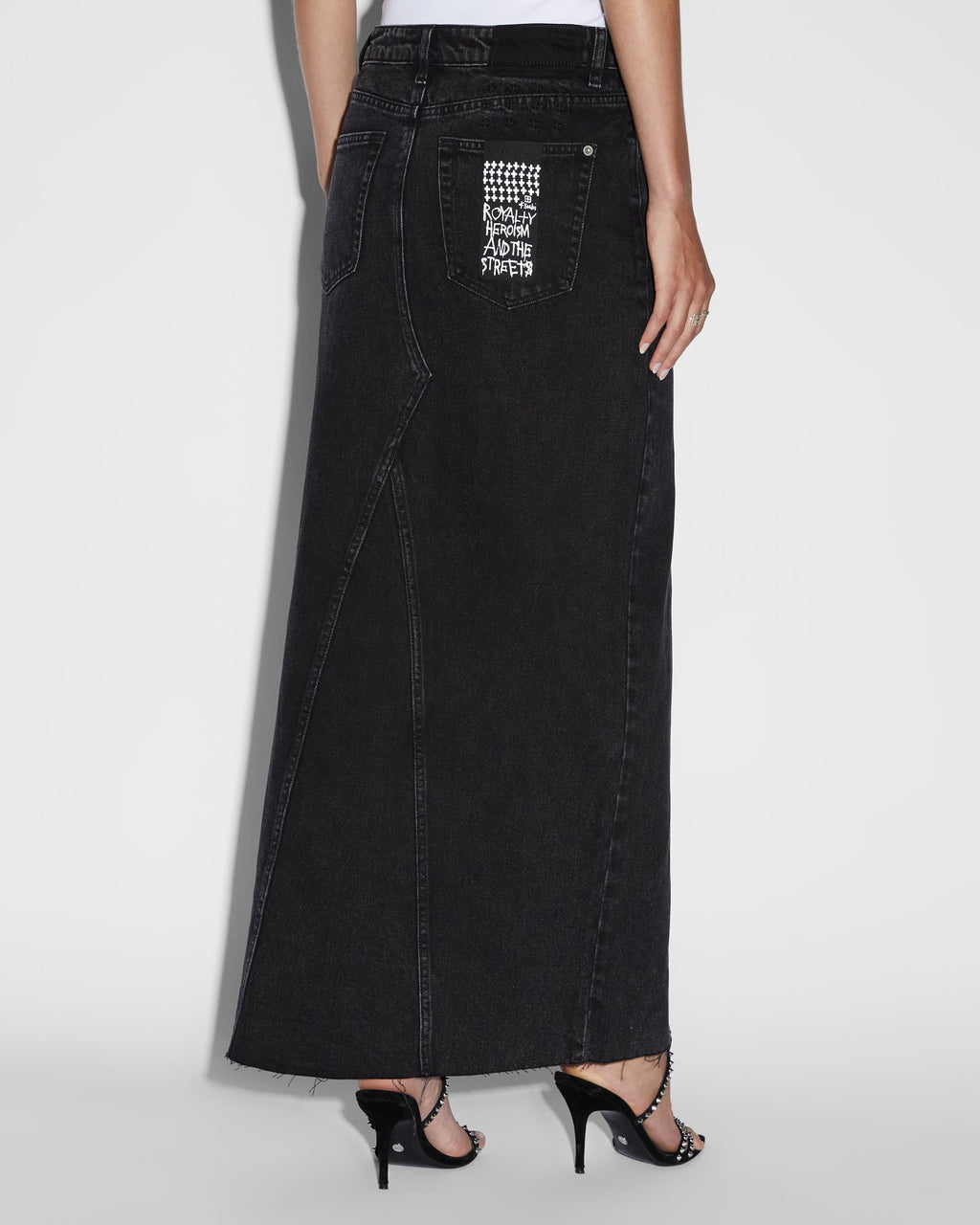 WOMENS RELAX MAXI SKIRT WASHED BLACK SKIRTS