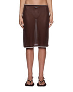 Womens Sott Layered Midi Skirt Camel Regular Skirts - Brown