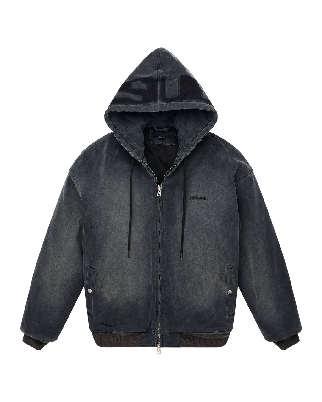 Mens Slouch Bomber Jacket Faded Black Relaxed Jackets - Black