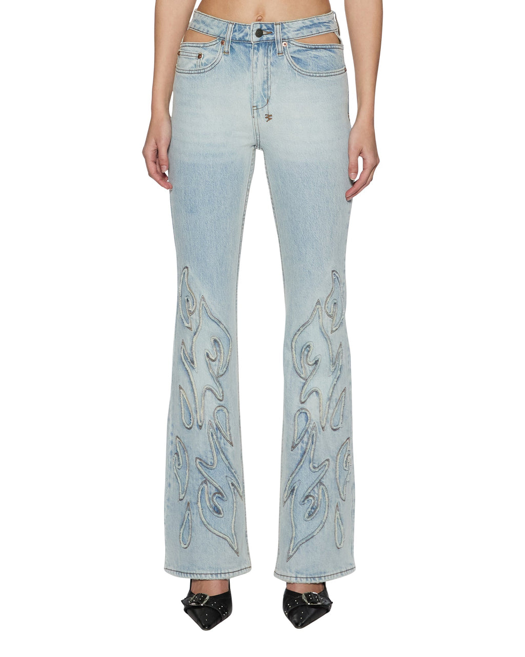 Womens Frontier Soho Paragon Patch Flare Denim Jeans - Denim