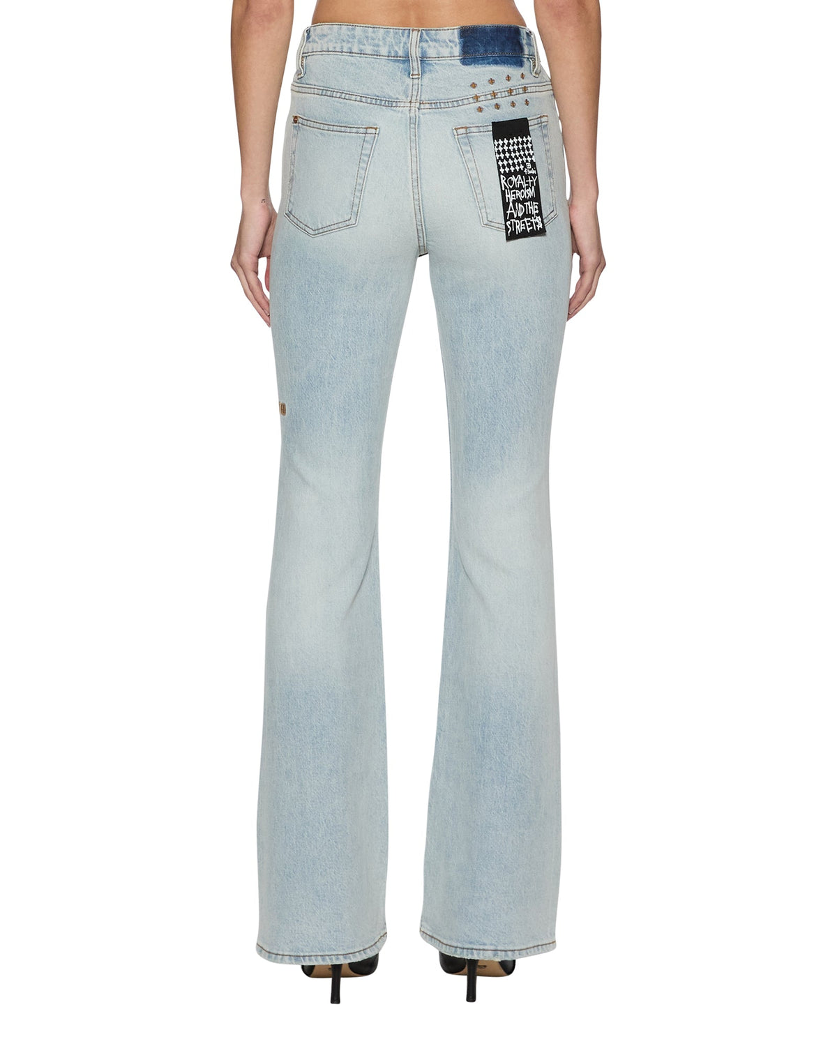 Womens Frontier Soho Paragon Patch Flare Denim Jeans - Denim