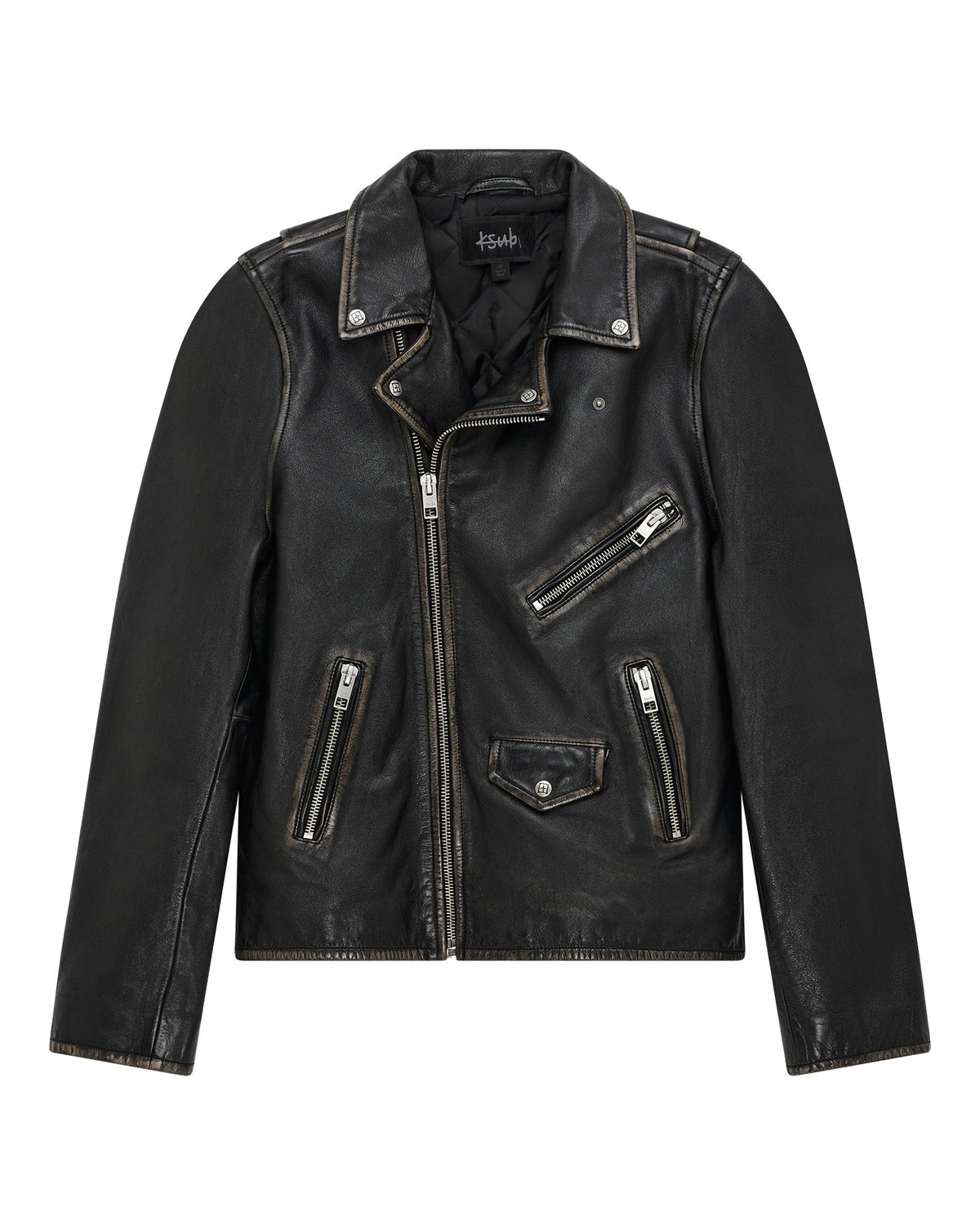 MENS SOTT CAPITOL LEATHER JACKET BLACK JACKETS