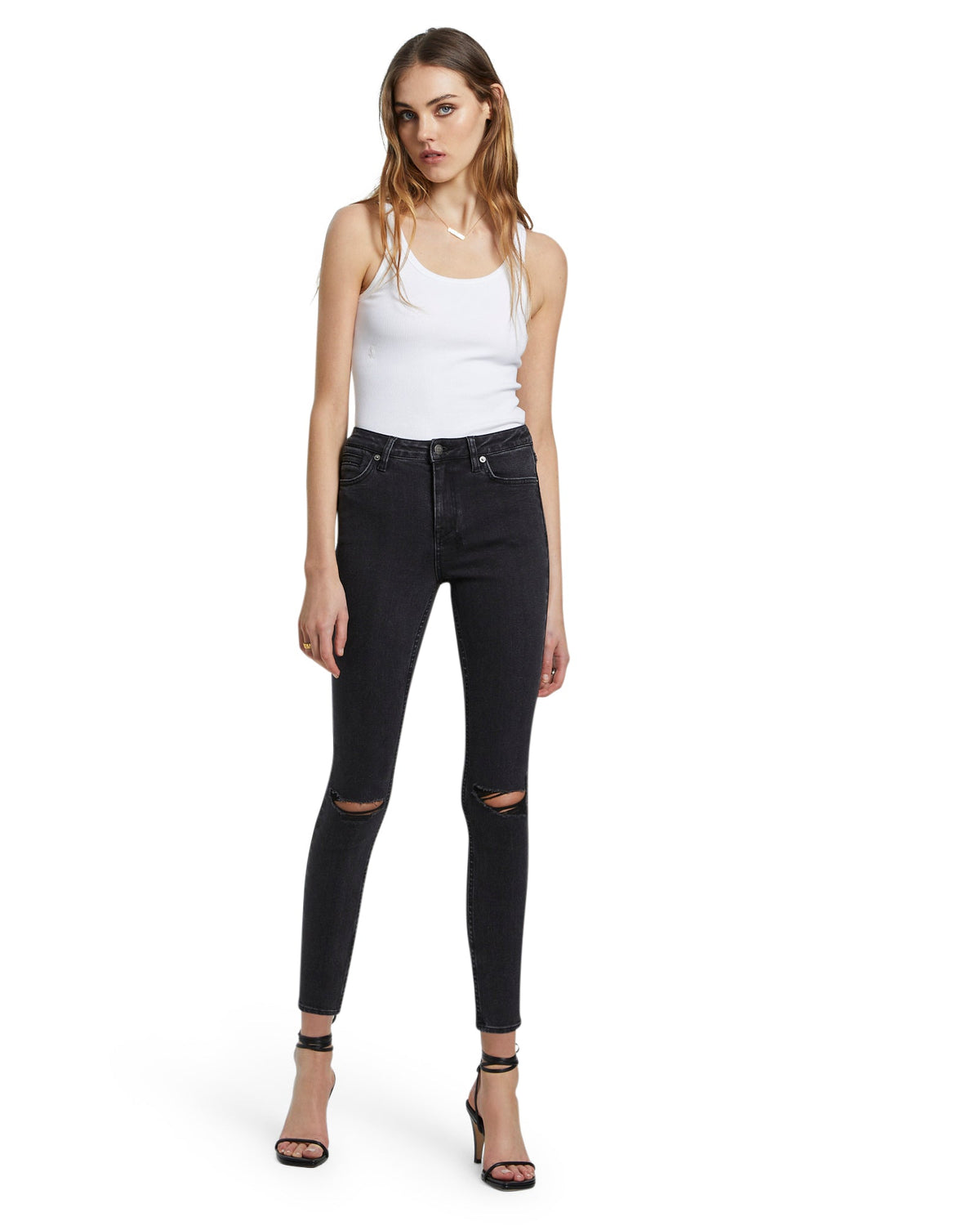 WOMENS SPRAY ON HELL CAT RIPPED DENIM JEANS