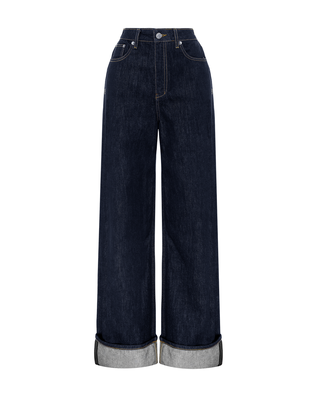 Womens Strider Cuff Original Wide Denim Jeans - Denim