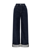 Womens Strider Cuff Original Wide Denim Jeans - Denim