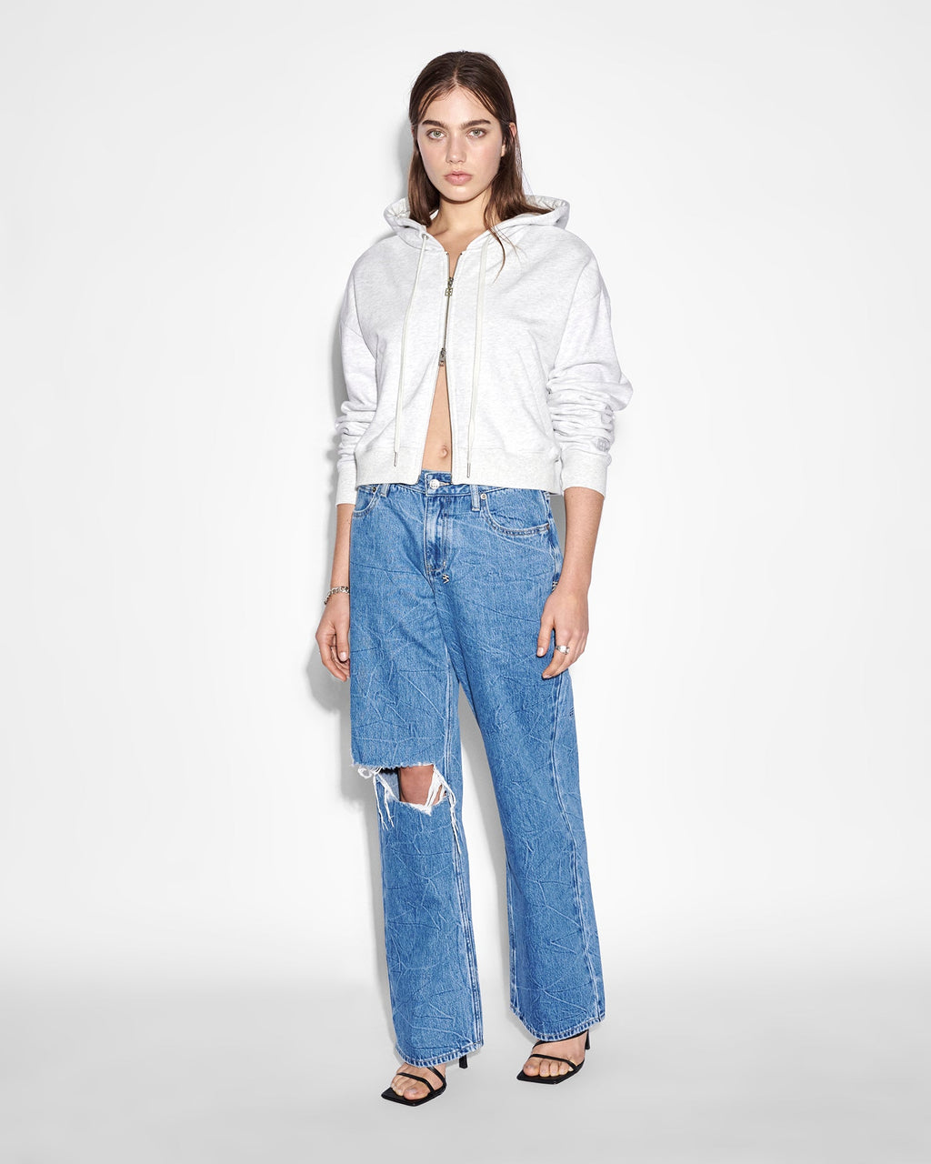 WOMENS LOW RIDER RAMBLE TRASHED DENIM JEANS