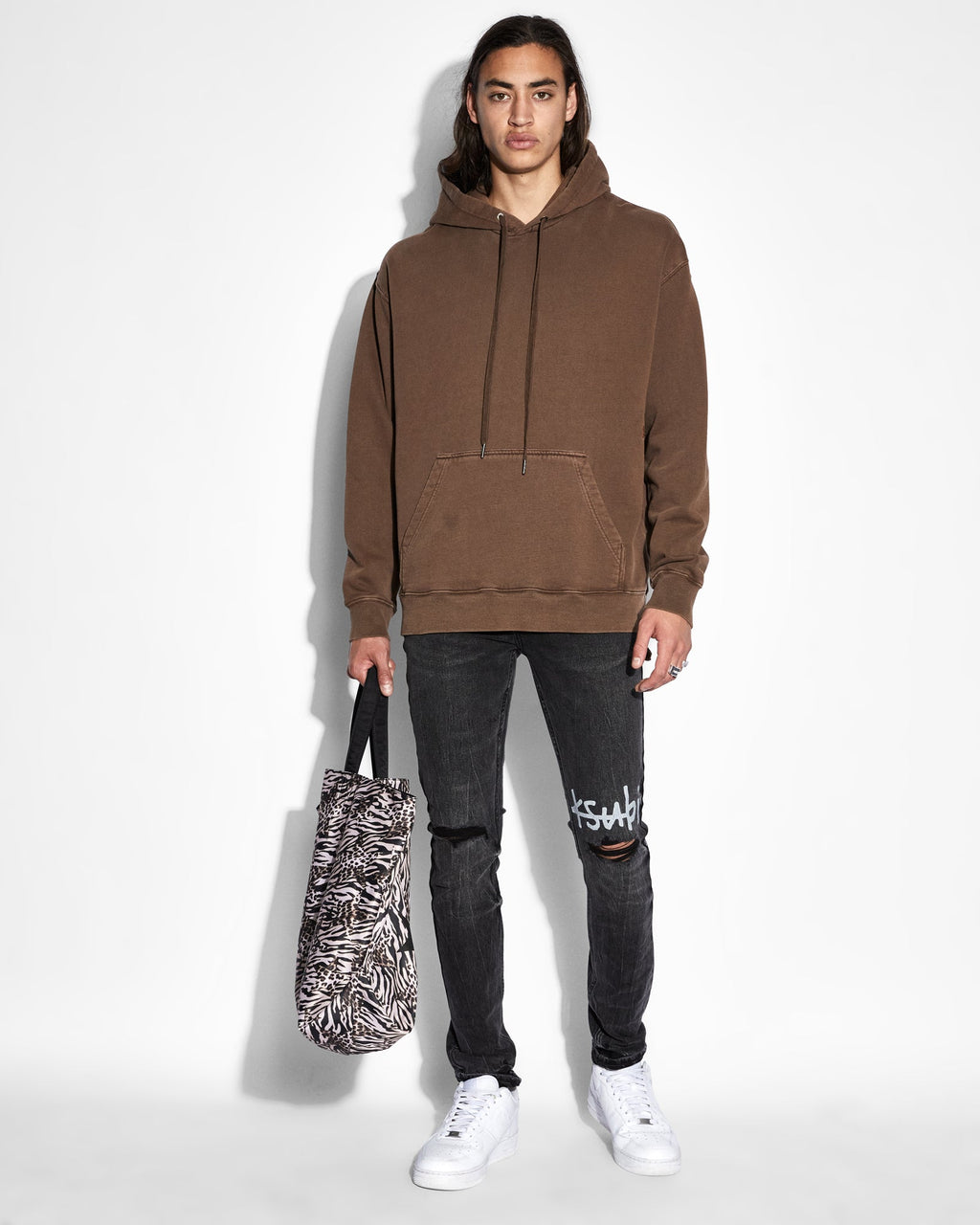 Mens 4x4 Biggie Hoodie Brown Oversized Fleece - Brown
