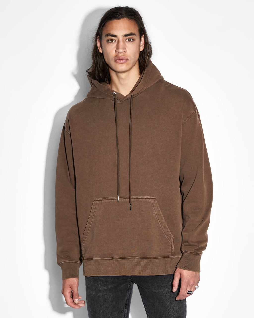Mens 4x4 Biggie Hoodie Brown Oversized Fleece - Brown