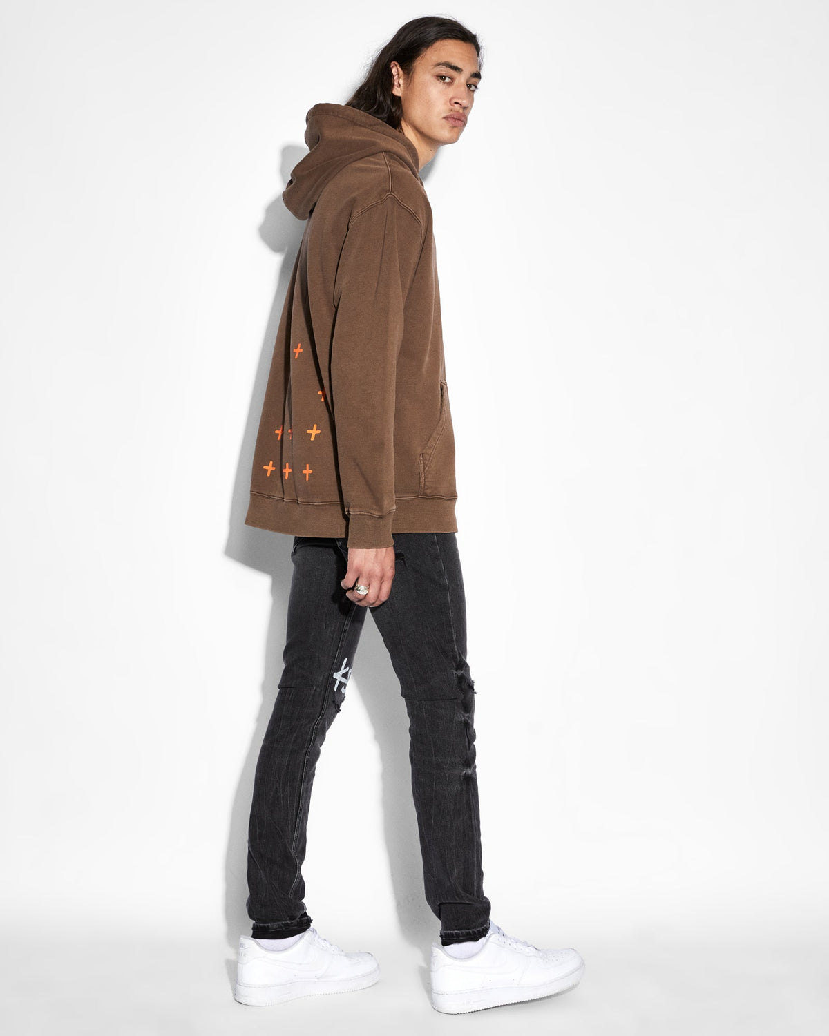 Mens 4x4 Biggie Hoodie Brown Oversized Fleece - Brown